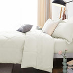 CozyLux King Size Comforter Set Ivory - 7 Pieces Bed in a Bag King, Luxury Soft Bed Set for All Seasons, Bedding Set with Down Alternative Comforter, Sheets, Pillowcases & Shams