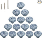 HUAMULAN 15 PCS Cabinet Knobs Glossy Ceramic Dresser Mushroom Table Drawer Cupboard Pull Furniture DIY Wardrobe Solid Color Vintage Handle,with 3 Size Mounting Screws