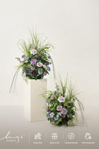 Ling's moment 41" Tall Fall Free Standing Artificial Flowers Arrangements 2pcs Wedding Aisle Runner Chair Decoration Fake Sage Purple for Arch Entryway Ceremony Reception Church Rose Floral Party