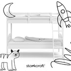 Storkcraft Long Horn Twin-Over-Twin Bunk Bed (White) - GREENGUARD Gold Certified, Converts to 2 Individual Twin Beds