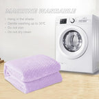 Exclusivo Mezcla Fleece Queen Size Blanket for Bed, 90x90 Inches Soft Cozy Jacquard Flannel Blankets, Lightweight Fuzzy Plush Warm for Winter, Lilac Purple