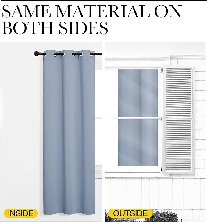 NICETOWN Vintage Blue Blackout Curtains 78 inches Length for Living Room, 2 Panels, 55" Wide, Thermal Insulated Decoration Drapes for Bedroom Window