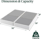 ZINUS 9 Inch No Assembly Metal Box Spring, Cool Mattress Foundation, Sturdy Metal Structure, Split King, White