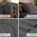 Mellanni Queen Sheets Set - 4 PC Iconic Collection Bedding - Hotel Luxury, Extra Soft, Cooling Bed Sheets - Wrinkle, Fade, Stain Resistant (Queen, Gray)