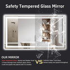 60"x 36" LED Bathroom Mirror, Double Lighting Sources Dimmable, Backlit + Front Lit, Anti-Fog, Stepless Dimmable, Lighted Bathroom Vanity Mirror for Wall Tempered Glass (Horizontal/Vertical)