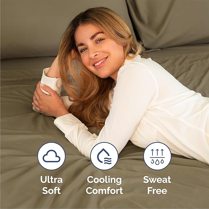 Queen Sheets Set 6 Piece - Bed Sheets Queen Size - Soft Hotel Luxury Bedding - Cooling, Comfy & Breathable - 1 Flat & 1 Fitted & 4 Pillowcases with Deep Pockets - Wrinkle Resistant & Fade Free - Khaki