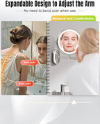 Wall Mounted Makeup Mirror with Light, 20X/1X 8'' Double Sided LED Magnifying Bathroom Lighted Vanity Mirror with Magnification, 3 Color Light up Touch Dimmable Extended Arm 360 Rotation