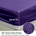 Love's cabin Full Size Satin Sheet Sets - 4 Piece Purple Silky Sheet Set Full with Deep Pocket, Luxury Silk Feel Bed Sheets Full Bedding Set (1 Flat Sheet,1 Fitted Sheet,2 Pillow Cases)
