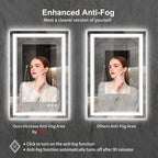 LED Mirror for Bathroom, 24x36 Inch Gradient Front and Backlight LED Bathroom Mirror, 3 Colors Dimmable CRI>90 Double Lights, Enhanced Anti-Fog, Hanging Plates Wall Mount Lighted Mirror