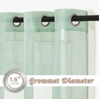 NICETOWN Sheer Curtains 96" Long for Living Room Windows, Grommet Voile Sheer Textured Casual with Light Filtering Window Curtain Drapes for Bedroom, Sage Green, 54" Wide, Set of 2