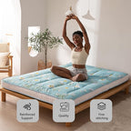 MAXYOYO Rustic Floral Korean Futon Mattress, Padded Japanese Floor Mattress Quilted Bed Mattress Topper, Extra Thick Folding Sleeping Pad Breathable Floor Lounger Guest Bed for Camping Couch, Twin