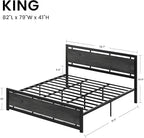 LIKIMIO King Bed Frame with Headboard and Footboard, Metal Strong Supports, Easy Assembly, Noise-Free, No Box Spring Needed, Charcoal Grey