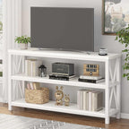 FATORRI Console Table for Entryway, Long Sofa Table with 3 Tier Shelves, Modern White Hallway Tables for Living Room (55 Inch, White Oak)