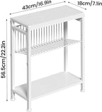 End Table for Small Space, 3-Tier Narrow Side Table with Magazine Holder,Small Nightstand, Skinny Snack Couch Table in Living Room, Bedroom Study and Balcony (White)