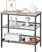 HOOBRO Side Table, 3-Tier Narrow End Table, Nightstand with 2 Flat or Slant Adjustable Shelves for Small Spaces, Hallway, Living Room, Bedroom, Sturdy, Easy Assembly, Greige and Black BG23BZ01G1