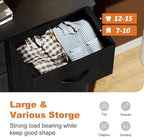 Sweetcrispy Dresser for Bedroom with 6 Storage Drawers, Fabric Storage Tower Organizer, Chest of Drawers with Metal Frame Wooden Top for Closet, Living Room, Entryway, Black