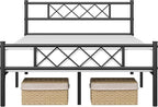 Yaheetech Queen Size Metal Platform Bed Frame with Simple Headboard and Footboard, Mattress Foundation for Under Bed Storage, Steel Slat Support, No Box Spring Needed, Easy Assembly, Black