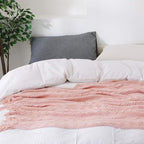 BOURINA Pink Throw Blanket 60x80 Inches Throw Textured Solid Soft Sofa Throw Couch Knitted Decorative Blanket