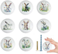 8pack1.5 Rabbit with Flower Ceramics Cabinet Knob Handle Round Animal Nursery Kids Room Furniture Dresser Drawer and Pulls
