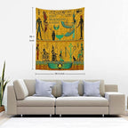 Batmerry Yellow Ancient Egyptian Tapestry, Horus Wall Art Hanging Decoration Polyester Fiber White Ruffled Around for Dorm Room Bedroom Living Room, 59.1x39.4 inches