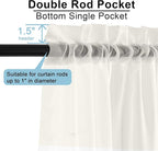 OWENIE Short Sheer Curtains 30 Inches 2 Panels Set, Kitchen Tiers Light Filtering Rod Pocket Cafe Curtains for Kitchen Bathroom Small Half Window, 42 in W x 30 in L, Ivory
