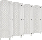 Rose Home Fashion Room Divider, 6 ft Tall Room Dividers and Folding Privacy Screens, 16in Privacy Screen 8 Panel White Space Temporary Wall Foldable Partition Separation