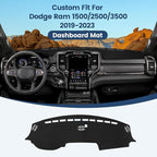 Dashboard Cover Mat Custom Fit for 2019-2023 2024 2025 2026 Dodge Ram 1500 2500 3500 Dash Cover Nonslip Flannel Dash Mat Protector Sunshade No Glare Black