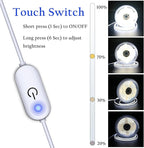 Led Strip Lights 5V USB 6.56ft/2m 640 LEDs Touch stepless Dimmable USB COB LED Strip Light 6000K White 10W Flexible 5v led Lights for Bedroom Kitchen,DIY Lighting Room Decor tv led Lights