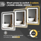 28X20 LED Bathroom Mirror with Lights, Anti-Fog, Dimmable, Backlit + Front Lit, Smart Bathroom Vanity Mirror, Memory Function, Shatterproof, Tempered Glass (Horizontal/Vertical)