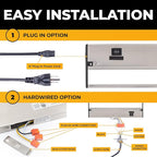 LED Under Cabinet Lighting Hardwired - 3CCT 32 Inch Satin Finish - Undercabinet Lights for Kitchen - Linkable Undercounter Dimmable Plug in Light or Hard Wired - Under Counter Fixture Direct Wire