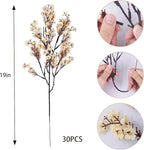 Uieke 30 Pcs Artificial Flowers Baby Breath Faux Champagne Artificial Gypsophila Bouquet Fake Silk Flowers Real Touch for Home Office Kitchen Wedding Wall DIY Room Farmhouse Décor