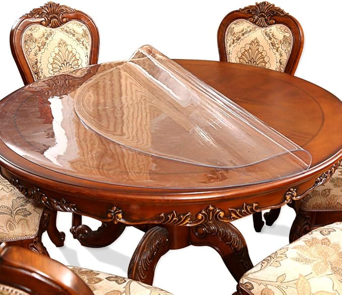 20 Inch Clear Round Table Cover Protector 1.5mm Thick Table Protector for Dining Room Waterproof Plastic PVC Vinyl Tablecloth Cover Circle Tabletop Desk Pad Mat for Furnture Coffee End Bed Side Table