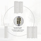Rose Home Fashion Room Divider, 6 ft Tall Room Dividers and Folding Privacy Screens, 16in Privacy Screen 4 Panel White Space Temporary Wall Foldable Partition Separation