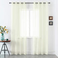 DUALIFE Cream Beige Sheer Curtains 108 Inches Extra Length for Bedroom Decor 2 Panels Light Filtering Semi Sheer Curtains Farmhouse Style for Living Room 9 FT Ivory