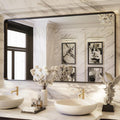 ISKM Bathroom Mirror for Wall 55" x 30" Matte Black Bathroom Vanity Mirror Farmhouse, Anti-Rust, Tempered Glass, Hangs Horizontally or Vertically