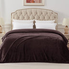 Exclusivo Mezcla Fleece Blanket Queen Size for Bed, Super Soft and Warm, All Season Use, Cozy, Plush, Lightweight, 90x90 Inches, Coffee