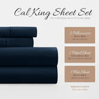 Linen Market Double-Brushed Microfiber California King Sheet Set 4 Piece – Oeko-TEX Certified Ultra Soft & Wrinkle-Free - 16" Deep Pocket Sheets Easy Care Cal-King Size - Navy