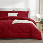 CozyLux Full Size Comforter Sets Dark Red - 7 Pieces Bed in a Bag Full, Luxury Soft Bed Set for All Seasons, Bedding Set with Down Alternative Comforter, Sheets, Pillowcases & Shams