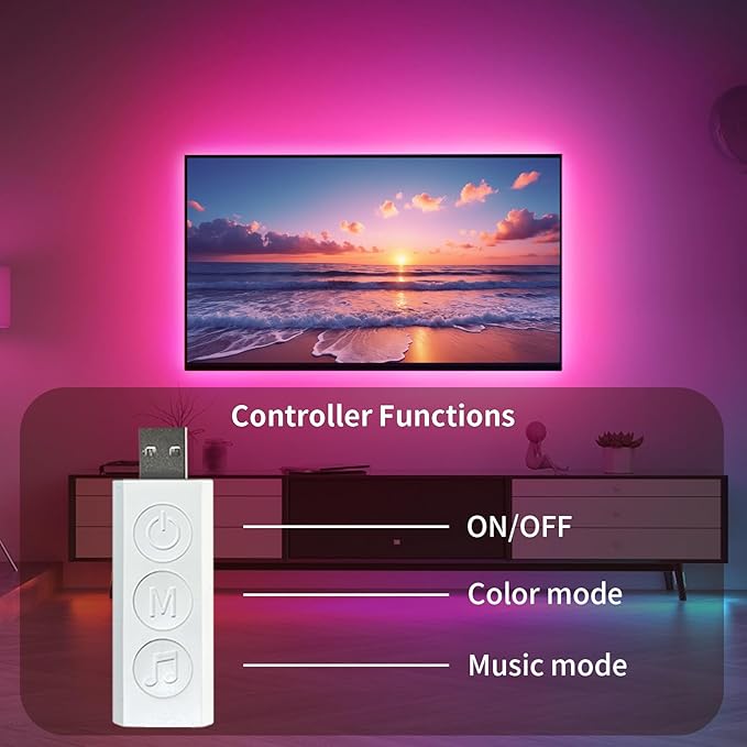 KSIPZE LED Lights for TV, 16.4ft TV led Backlight for 45-75 Inch TVs RGB TV Backlight Behind Music Sync Bluetooth APP & Button Control TV LED Strip Lights USB Powered for Bedroom/Gaming
