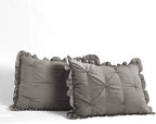 Lush Decor Ravello Pintuck Ruffle Skirt Bedspread Set - Luxe 2 Piece Ruffled Bedding Set - Traditional Glam & Farmhouse Inspired Bedroom Decor - Twin, Dark Gray