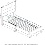 Furinno Laval Button Tufted Upholstered Platform Bed Frame, Twin XL, Glacier