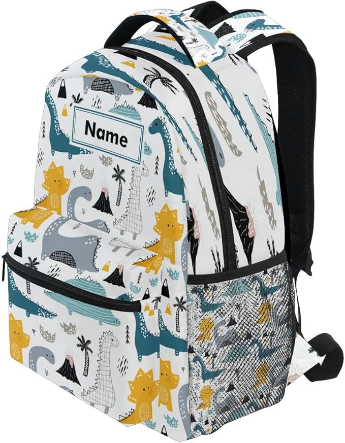 Custom Children's Name School Backpack Personalized Schoolbag Dino in Scandinavian StyleTravel Bag for Teens Girls Boys