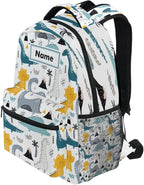 Custom Children's Name School Backpack Personalized Schoolbag Dino in Scandinavian StyleTravel Bag for Teens Girls Boys