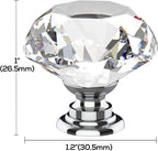 Alzassbg 6 Pack Clear Crystal Drawer Knobs, 1-1/5 Inch(30mm) Diameter Cabinet Knobs Glass Diamond Crystal Knobs for Drawers AL1001CP