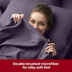 Mellanni Extra Deep California King Sheets - 4 PC Iconic Collection Bedding - Hotel Luxury, Ultra Soft, Cooling Bed Sheets - Wrinkle, Fade, Stain Resistant (Cal King, Purple)