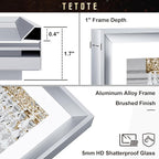TETOTE 36x36 LED Bathroom Mirror with Lights Silver Metal Framed Brushed Nickel Front & Back Light Vanity Mirror Baroque Antifog Stepless Dimmable White/Warm/Natural,Wall Mounted(Horizontal/Vertical)