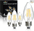 BRIMAX F15 4W Led Porch Light Bulbs Outdoor, Equivalent 40W Incandescent Bulb, E26 Medium Base Dimmable 2700K Warm White Flame Wrinkle Glass, LED Post Bulbs for Ceiling Fan and Lantern Lamp, 4Pack