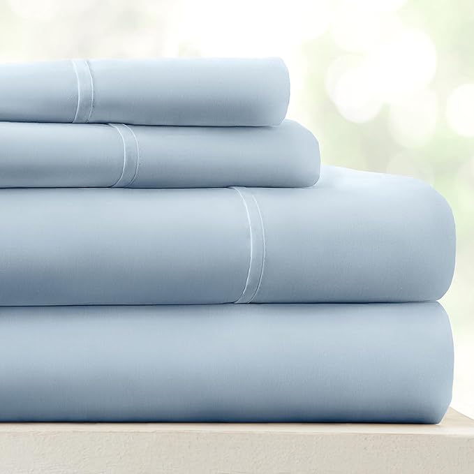 Linen Market Double-Brushed Microfiber Twin Sheet Set 3 Piece – Oeko-TEX Certified Ultra Soft & Wrinkle-Free - 16" Deep Pocket Sheets - Easy Care Twin Size - Light Blue