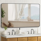 36" x 48"Bathroom Mirror, Matte Black Wall Mirror with Metal Frame, Decorative Rectangular Vanity Mirror for Bedroom Bathroom Living Room Entryway (Horizontal/Vertical)