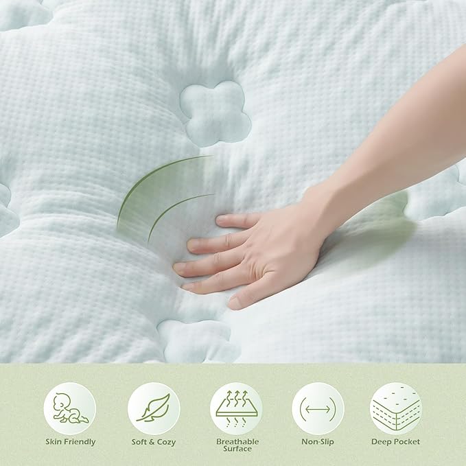 Hansleep California King Mattress Topper Viscose Derived from Bamboo, Memory Foam Pillow Top Mattress Topper Cal King with Deep Pocket, Breathable Mattress Pad for Back Pain Relief, 72" x 84", White